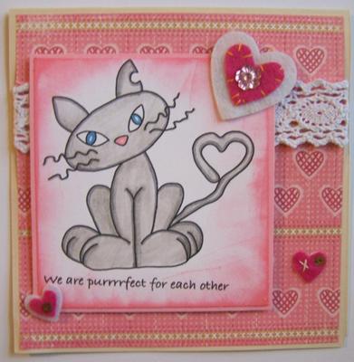 Handmade Valentine Cards on Purrfect Valentine Handmade Valentine Card