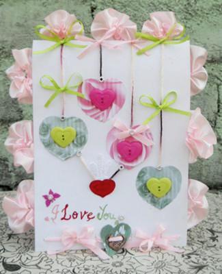 Pink and Green Valentine Card